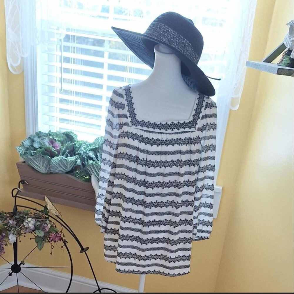 GIBSON LATIMER black and white print tunic, size small